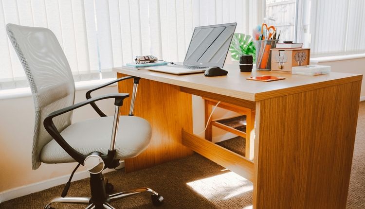 Computer desk with office equipment